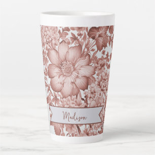 Red Vintage Chinoiserie Floral Personalised Latte Mug