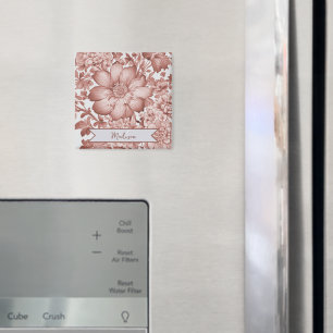 Red Vintage Chinoiserie Floral Personalised Magnet