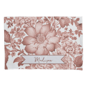 Red Vintage Chinoiserie Floral Personalised Pillowcase