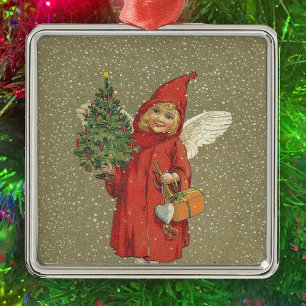 Red Vintage Christmas Angel Tree Metal Tree Decoration