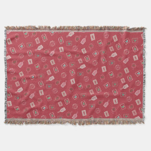 Red Vintage Christmas Ephemera Throw Blanket