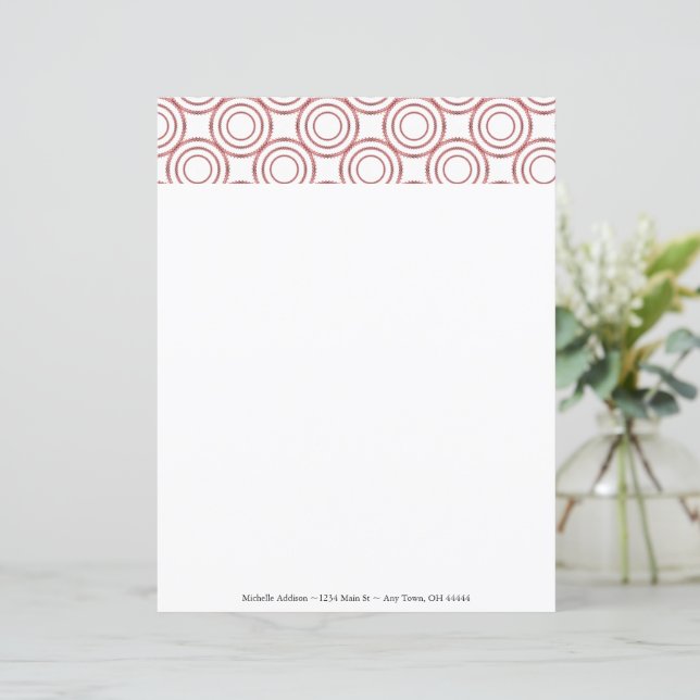 Red Vintage Circle Pattern Personalise Paper (Standing Front)