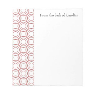 Red Vintage Circle Pattern Personalised Notepad