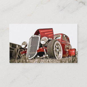 Red Vintage Classic Car Collector Business Cards. Business Card