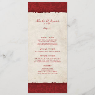 Red Vintage Country Wedding Menu