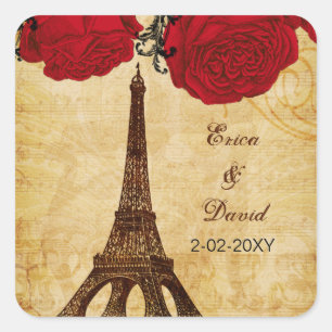 red vintage eiffel tower Paris envelopes seals