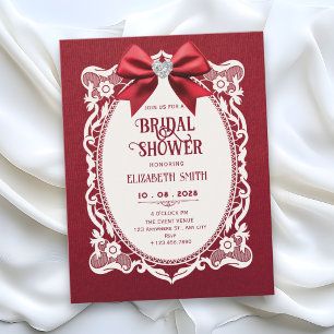 Red vintage elegant bridal shower invitation