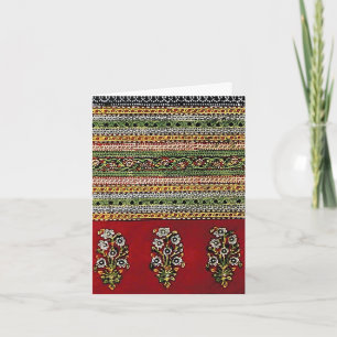 Red Vintage Embroidery Design Thank You Card