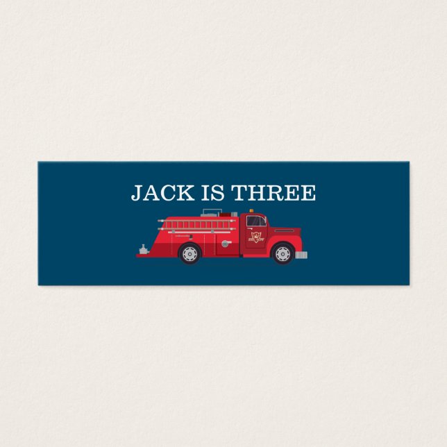 Red Vintage Fire Truck / Fire Engine Bag Tag (Front)