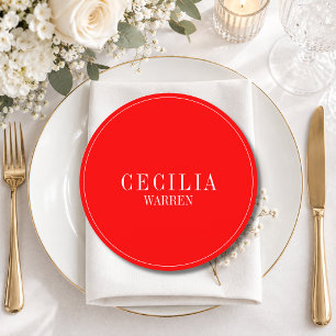 Red Vintage Formal Round Wedding Guest Place Programme