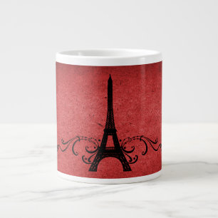 Red Vintage French Flourish Large Coffee Mug