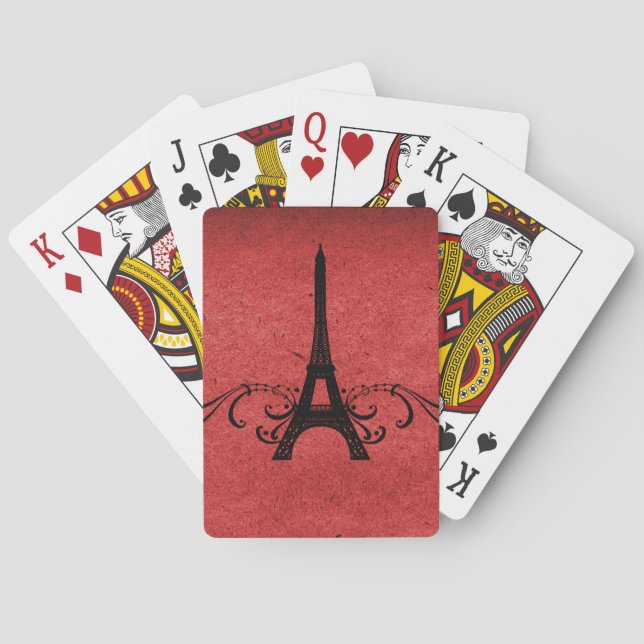 Red Vintage French Flourish Playing Cards (Back)