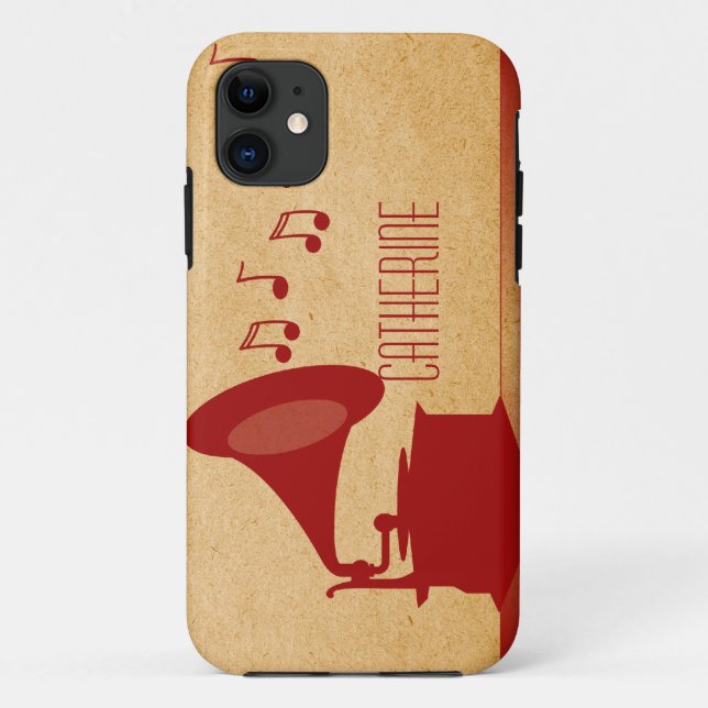 Red Vintage Gramophone BT ID iPhone 5 Case (Back)