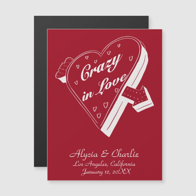Red Vintage Hearts magnetic invitation wedding (Front/Back)