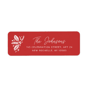Red Vintage Holly Christmas Holiday