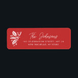 Red Vintage Holly Christmas Holiday Return Address<br><div class="desc">Featuring our original hand-drawn hollies with a vintage feel and a red background. All colours are customisable with the edit tool.</div>