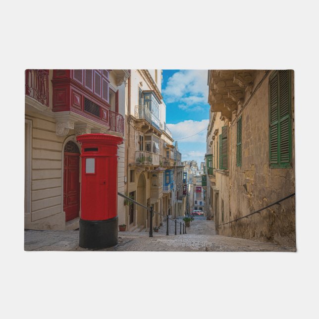 Red vintage mail box in Malta Doormat (Front)