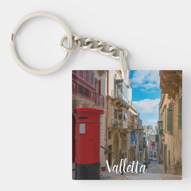 Red vintage mail box in Malta Key Ring (Front)