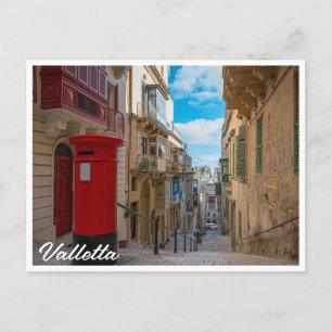 Red vintage mail box in Malta Postcard