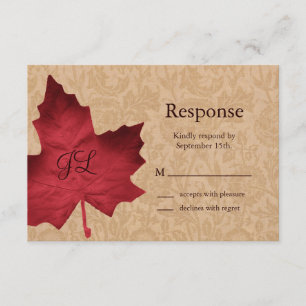 Red Vintage Monogrammed RSVP Card