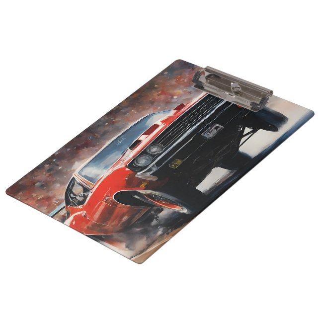 Red Vintage Muscle Car Clipboard (Angled)