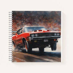 Red Vintage Muscle Car Notebook
