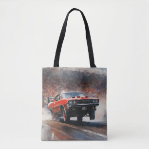 Red Vintage Muscle Car Tote Bag