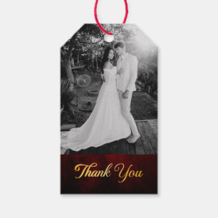 Red Vintage Old Paper, Custom Photo Wedding Gift Tags