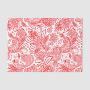 Red Vintage Paisley Pattern Tissue Paper