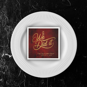 red vintage parchment ,calligraphy ''we did it'' napkin