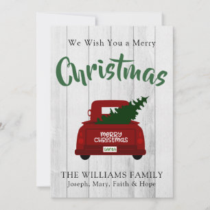 Red Vintage Pick Truck Up Truck -  Personalised Holiday Card