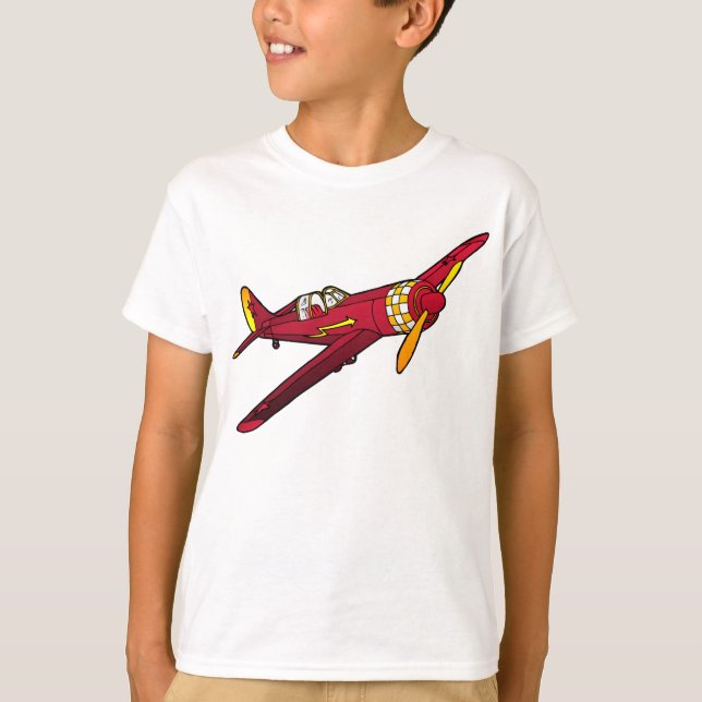 Red Vintage Plane Kid's T-Shirt (Front)