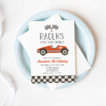Red Vintage Race Car Birthday Invitation<br><div class="desc">Racers Start your engines! Red Vintage Race Car Birthday Invitation with red retro race car.</div>