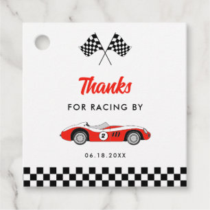 Red Vintage Race Car Boy 2nd Birthday Thank You Favour Tags