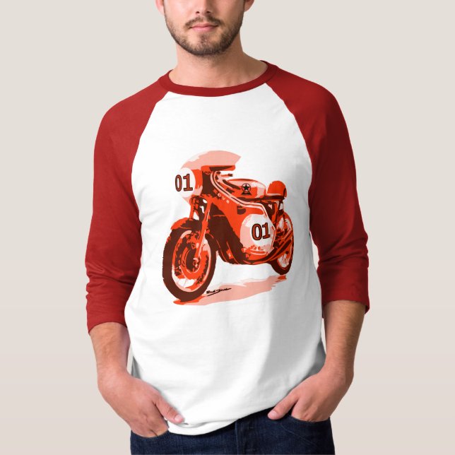 Red Vintage Racing Motorcycle T-Shirt (Front)