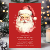 Red Vintage Retro Santa Claus Christmas Party