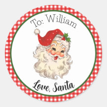 Red Vintage Retro Santa Gift Tag