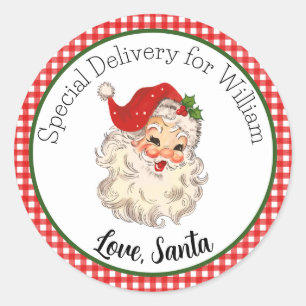 Red Vintage Retro Santa Special Delivery Gift Tag