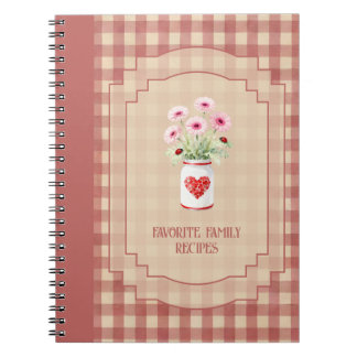 Red Vintage Rustic Cottagecore Family Recipes MH26 Notebook