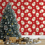 Red Vintage Santa Claus Christmas<br><div class="desc">Bring the magic of the holidays into your home with this red vintage Santa Claus Christmas wallpaper. Featuring charming illustrations of Santa's cheerful face and delicate snowflakes against a red background, this design adds a festive and nostalgic touch to any room. Perfect for creating a cosy and merry atmosphere, this...</div>