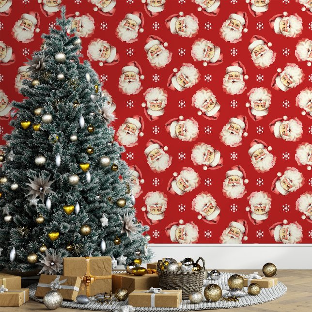 Red Vintage Santa Claus Christmas Wallpaper (Creator Uploaded)