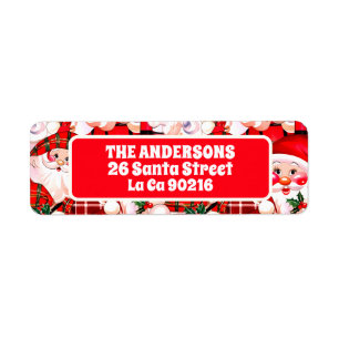 Red Vintage Santa Claus Tartan Plaid Christmas