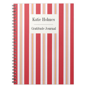 Red Vintage Stripes Customisable Notebook