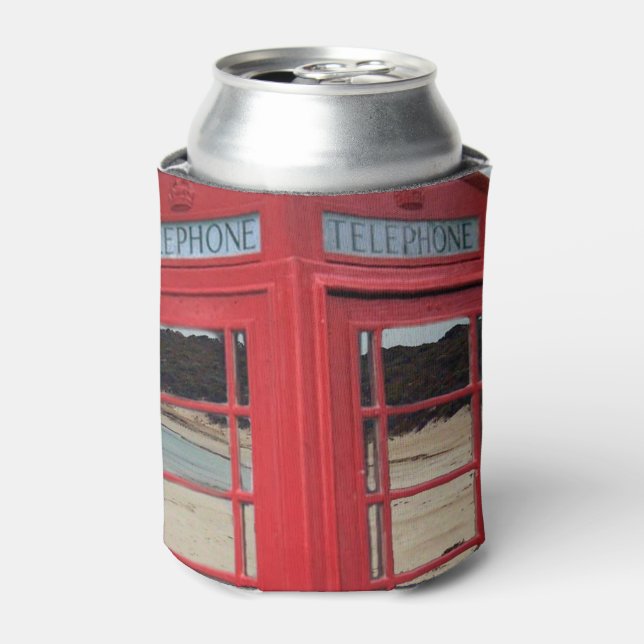 Red Vintage Telephone Box, Can Cooler (Can Front)