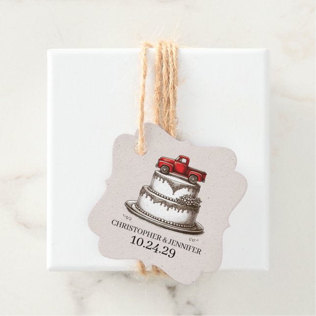 Red Vintage Truck Favour Tags (In Situ)