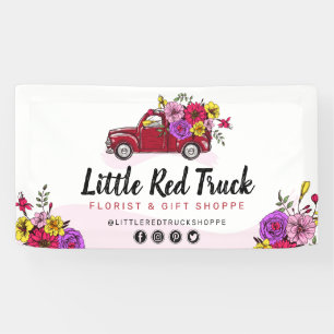 Red Vintage Truck & Flower Floral Craft Trade Show Banner