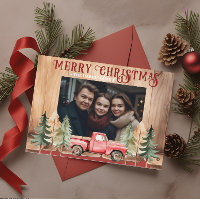 Red Vintage Truck Rustic Country