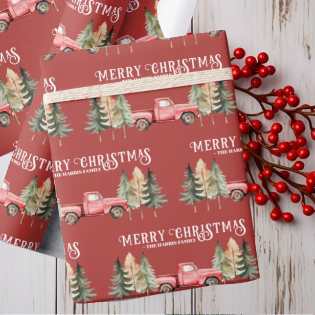 Red Vintage Truck Rustic Country Wrapping Paper (Creator Uploaded)