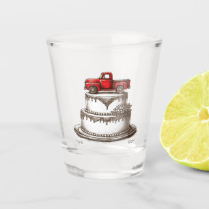 Red Vintage Truck Shot Glass