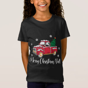 Red Vintage Truck with Christmas Tree Merry Christ T-Shirt